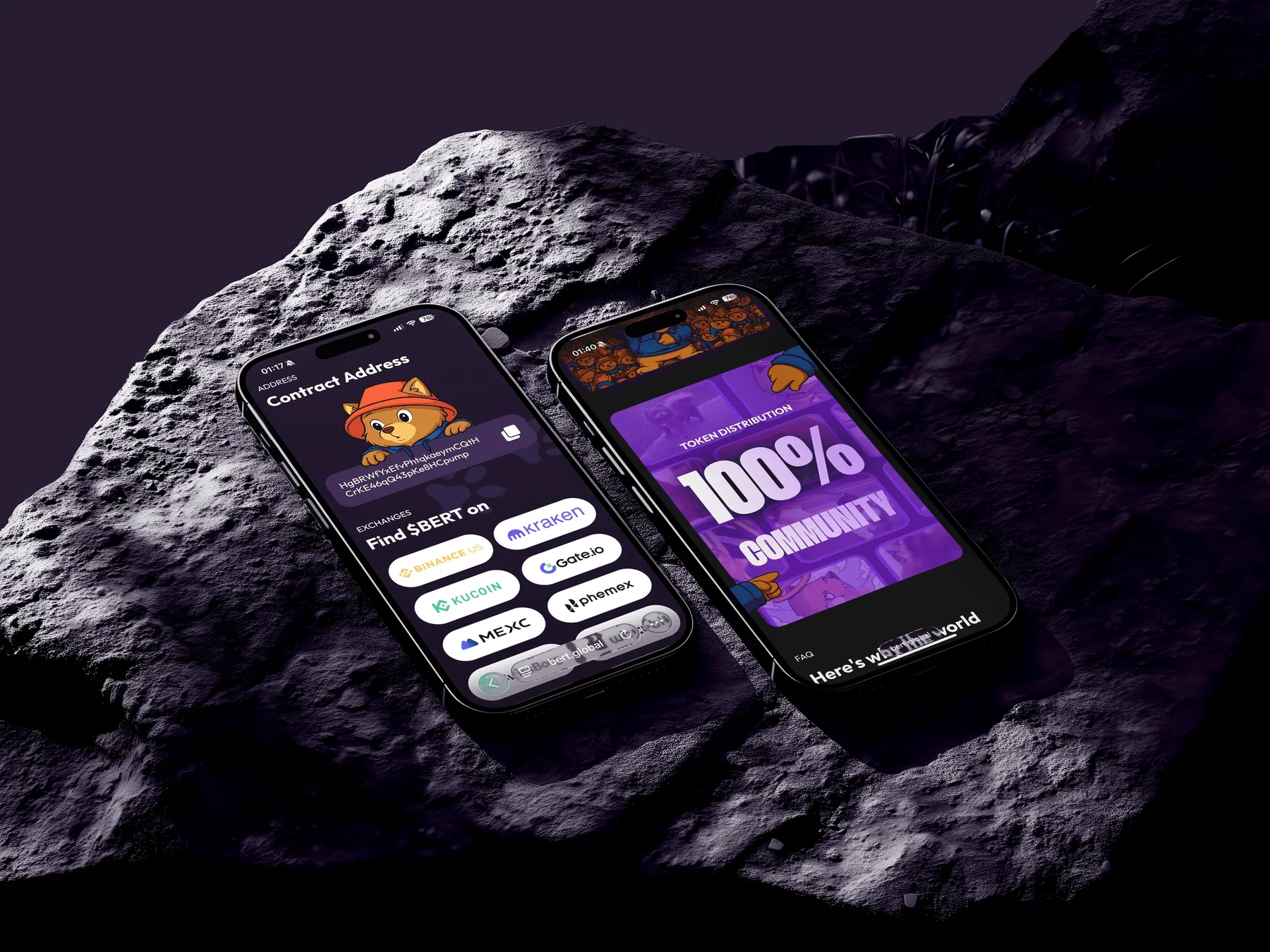 $BERT mobile app on two phones
