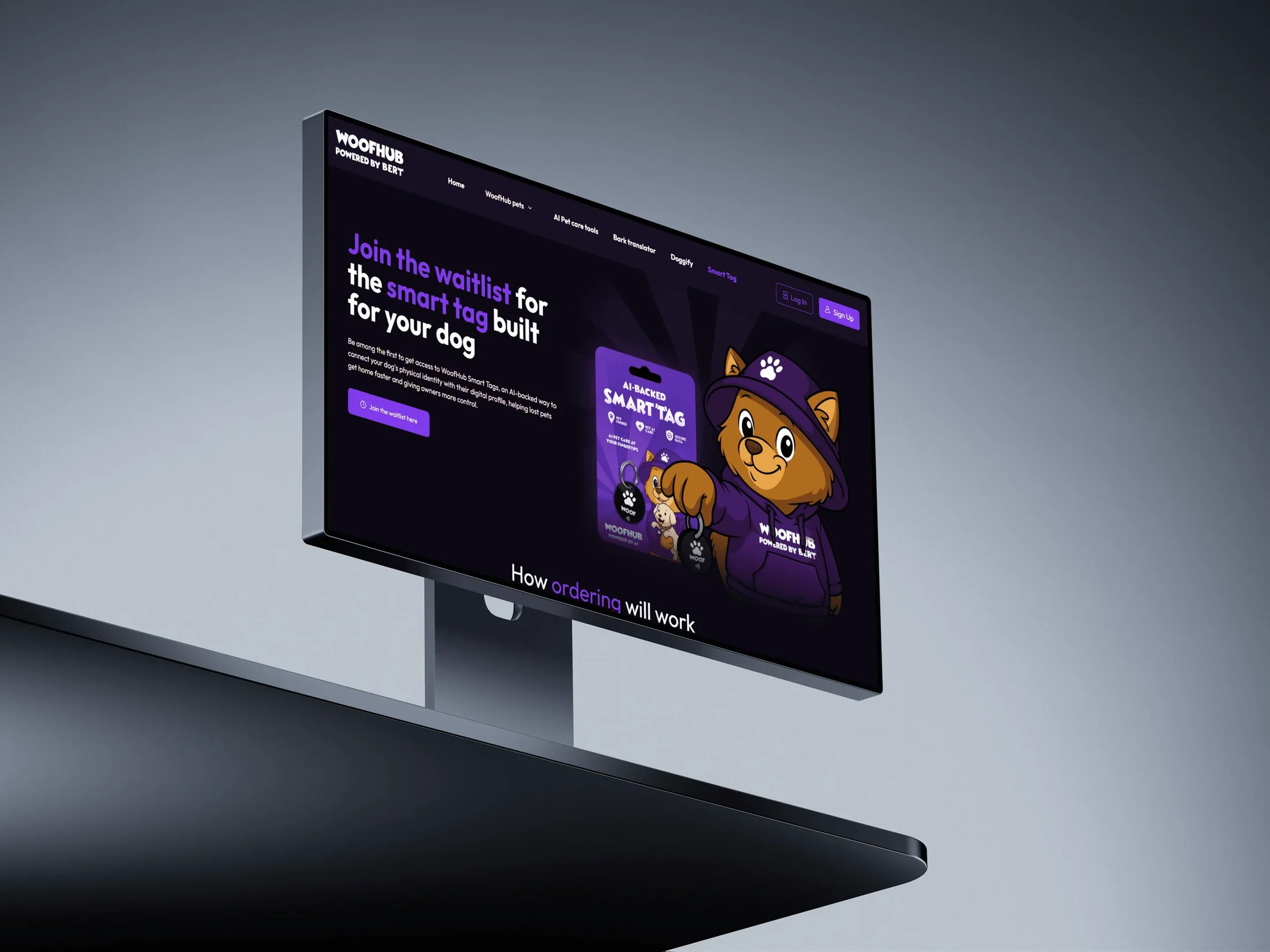 Smart Tag waitlist page on a monitor