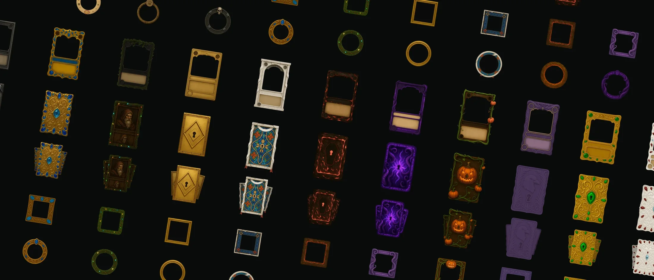 Dark Table card frames across visual families