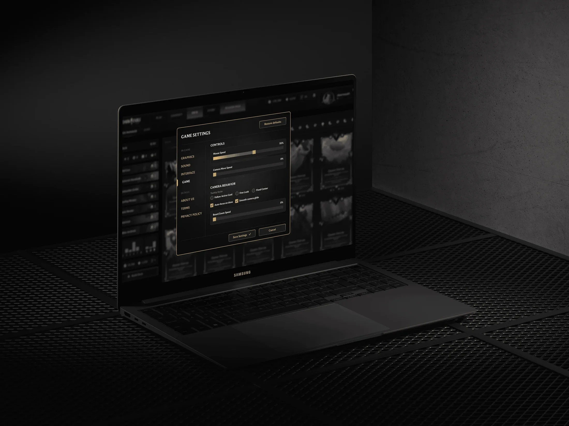 Dark Table interface on a laptop