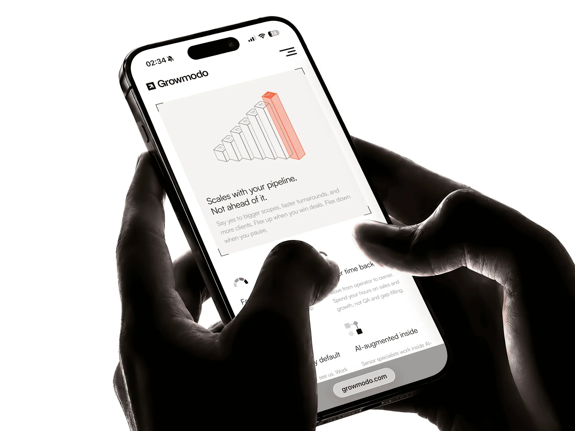 Growmodo website on a phone