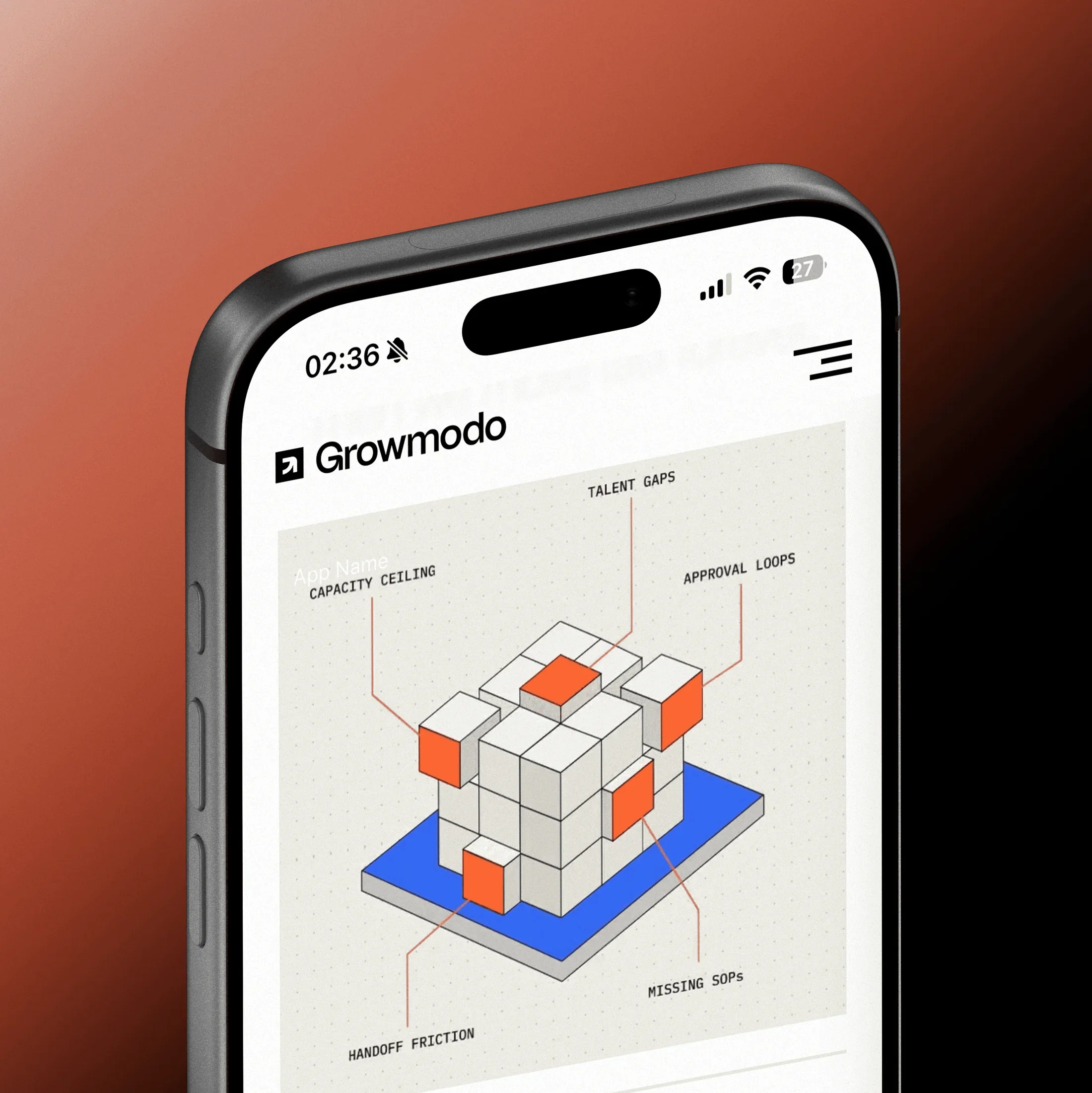 Growmodo mobile page with an illustration