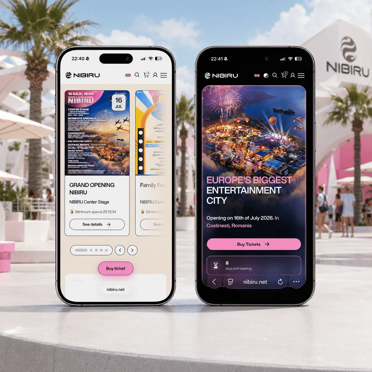 NIBIRU app home screens