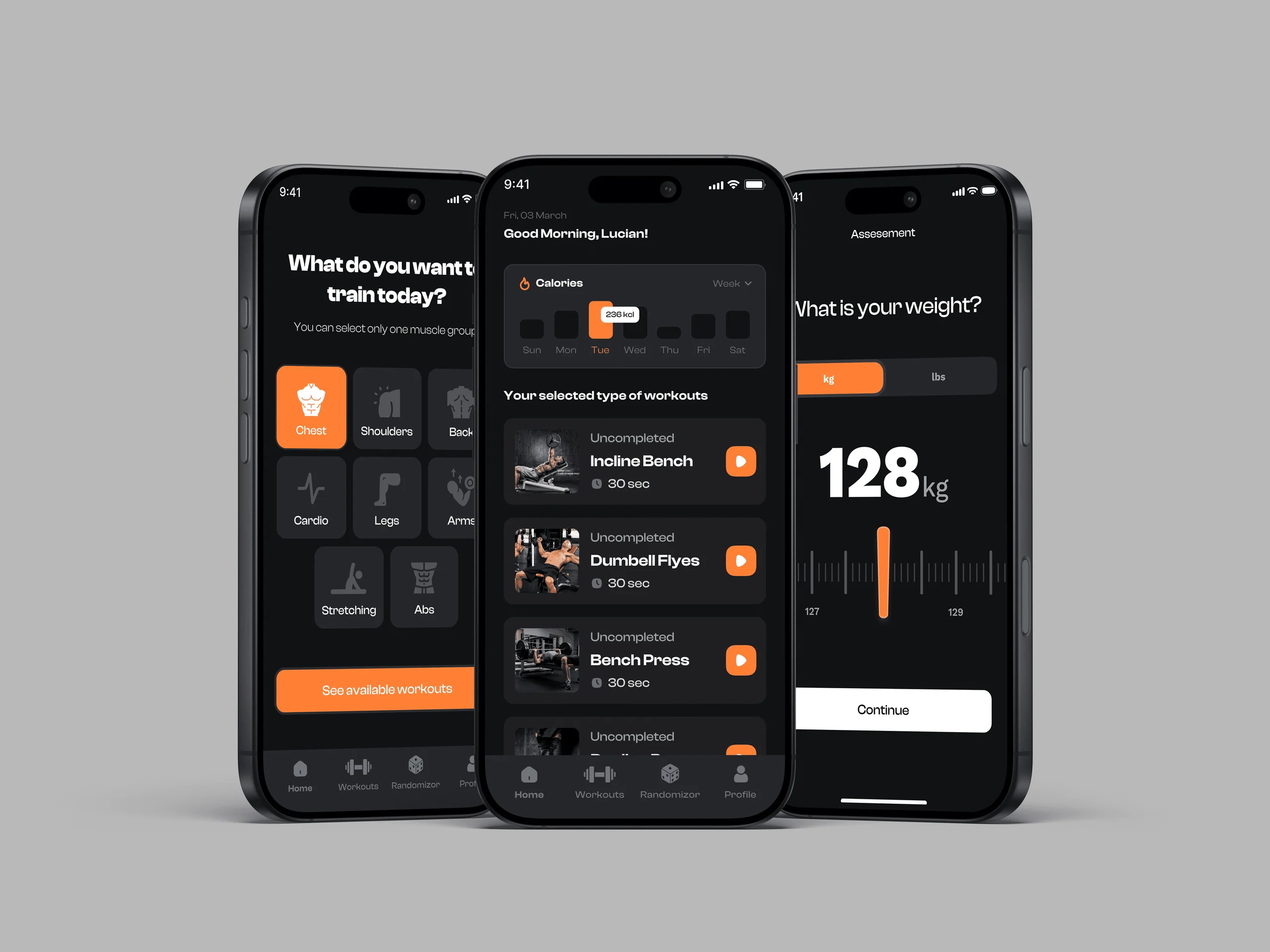 Training, fitness app ui